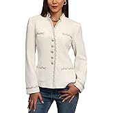 M.Infisavo Womens Stand Notch Lapel Suit Jacket Long Sleeve Fully Lined Open Front Dressy Tweed Blazer Outfits