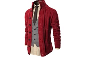 H2H Mens Cable Knitted Heavey Sweater Cardigan Thermal Button Down Closure