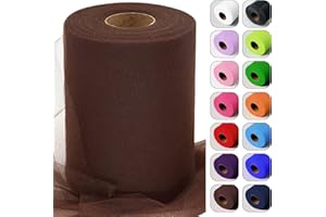LUCEINVITA Brown Tulle Fabric Roll 6 Inch by 100 Yards (300 feet) Sheer Tulle Netting Spool Tulle Ribbon for Tutu Skirt Gift Wrapping Wedding Baby Shower Party Decorations DIY Crafts