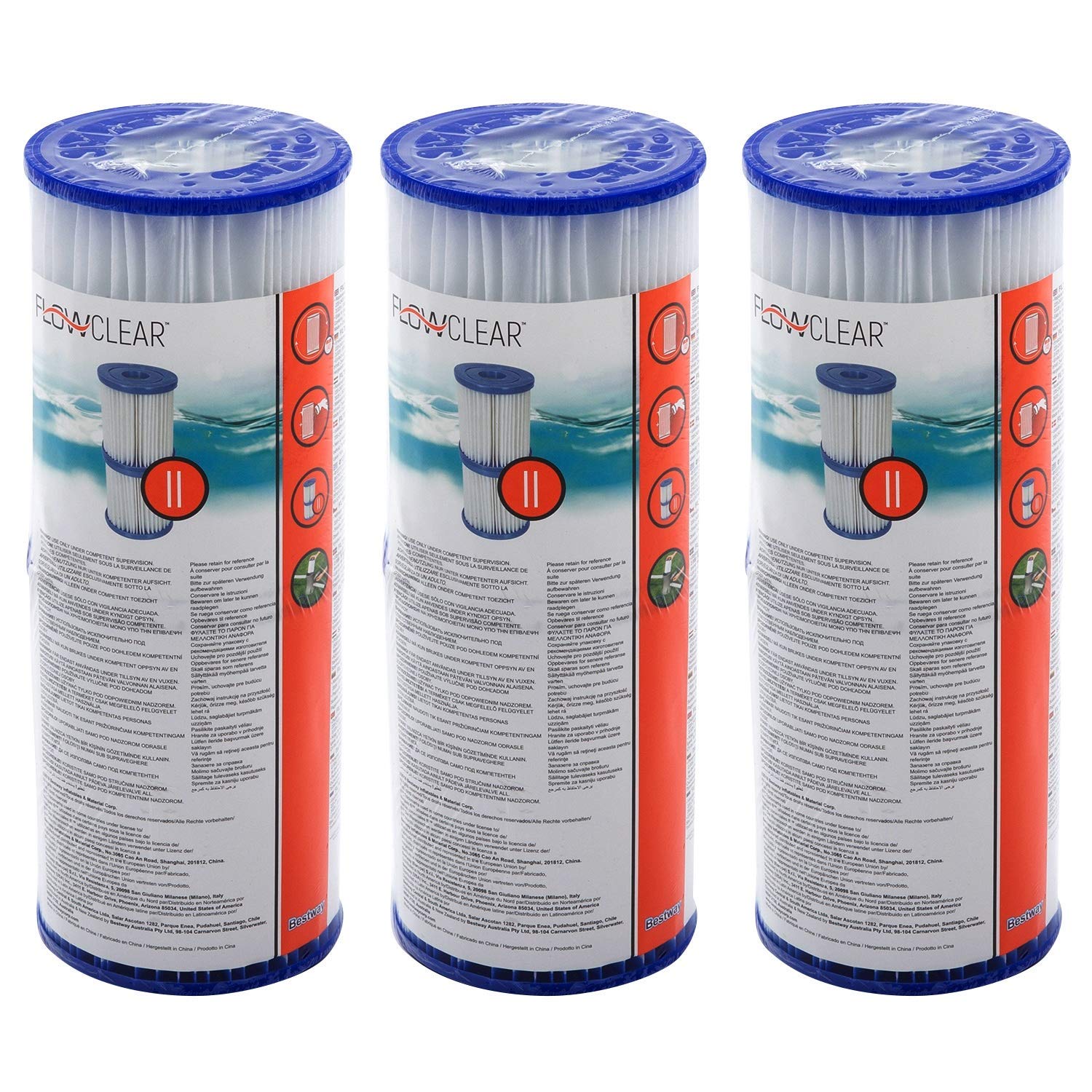 6 Filter Cartridges for Swimming Pool Pumps by Intex Bestway, Size 2