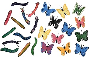 Nikki's Knick Knacks Beatutiful Plastic Butterfly and Caterpillar Pretend Insect Bug Figure Toys - Butterfly Growth Cycle Toy Insect Figures