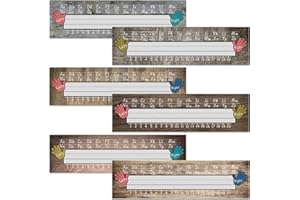 Outus 48 Pieces Bright Name Plates Traditional Manuscript Name Tag Name Labels with 160 Pieces Glue Point for School Classroom Students Desks Teaching Supplies(Wood Grain Style)