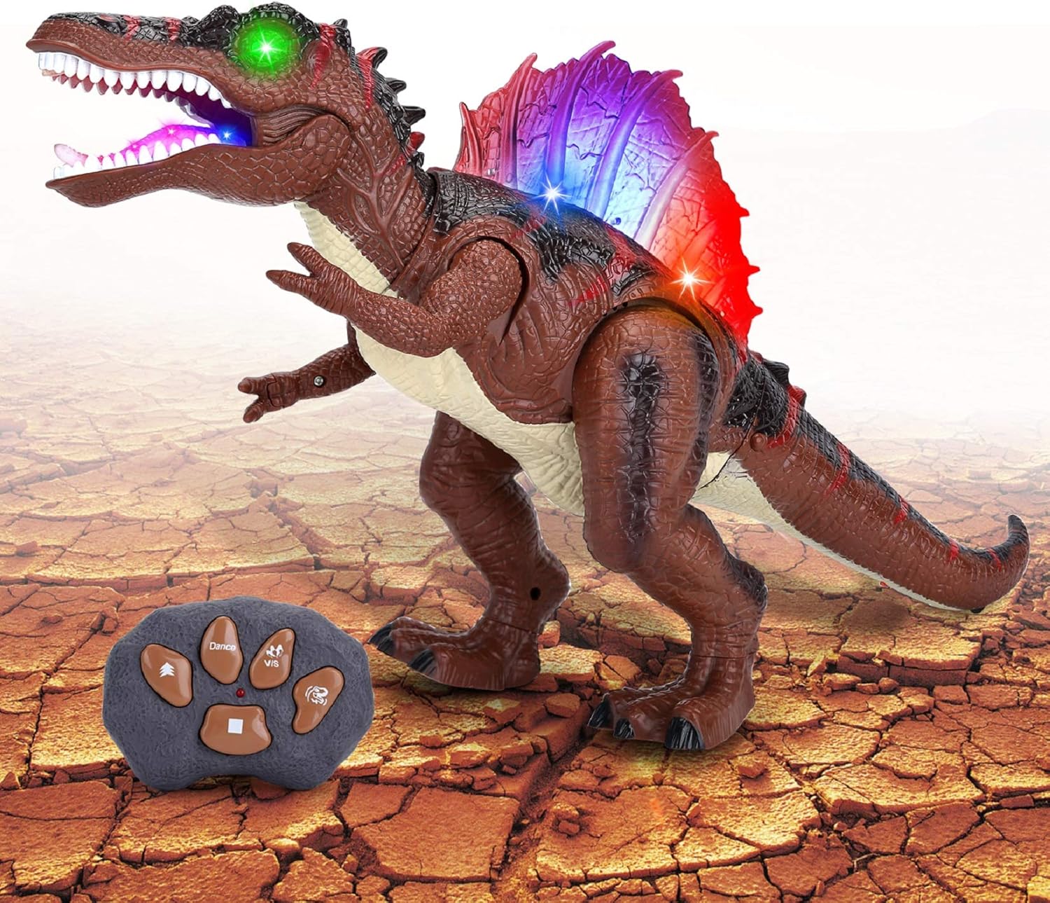 Acksonse Remote Control Dinosaur Toys for Boys Girls, LED Light Up Walking & Roaring Realistic