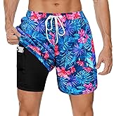 MaciRept Mens Swim Trunks Bathing Suits Swimwear Swimming Board Shorts with Compression Liner Quick Dry Beach Swimsuit