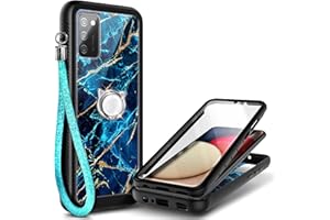 NGB Supremacy Galaxy A03S Case, Full Body Protection with [Built-in Screen Protector] Ring Holder/Wrist Strap, Slim Fit Shockproof Bumper Durable Cover for Samsung Galaxy A03S (Sapphire)