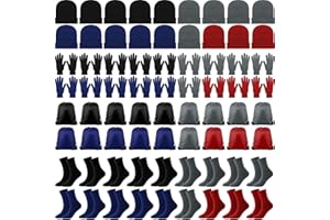 Liitrsh 72 Pcs Kids Hat Gloves Socks and Bags Set Winter Unisex Beanie Hats and Gloves Bulk Warm Socks with Drawstring Bags Backpack for Boys Girls Homeless Winter Gift