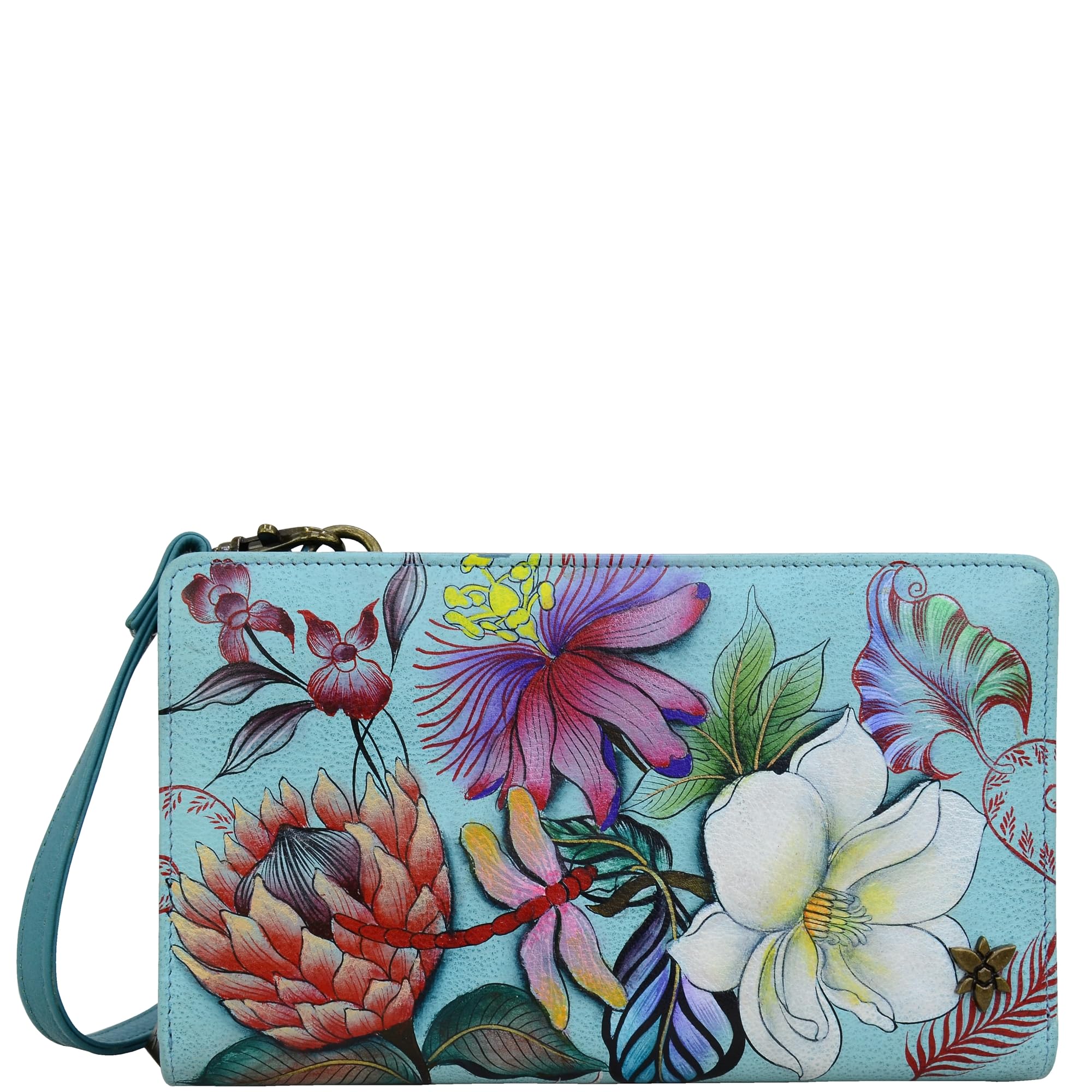 Anuschka Hand-Painted Women’s Genuine Leather RFID Blocking Organizer Wallet - Jardin Bleu