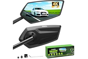 RBRL Bike Mirror, 3D Adjustable Arm for Extended Reach, Aluminum Alloy Anti-shake Bicycle Rearview Mirrors, 360° Panoramic Rearview, Wide Angle Shatterproof & Foldable E-bike Mirror(a set)