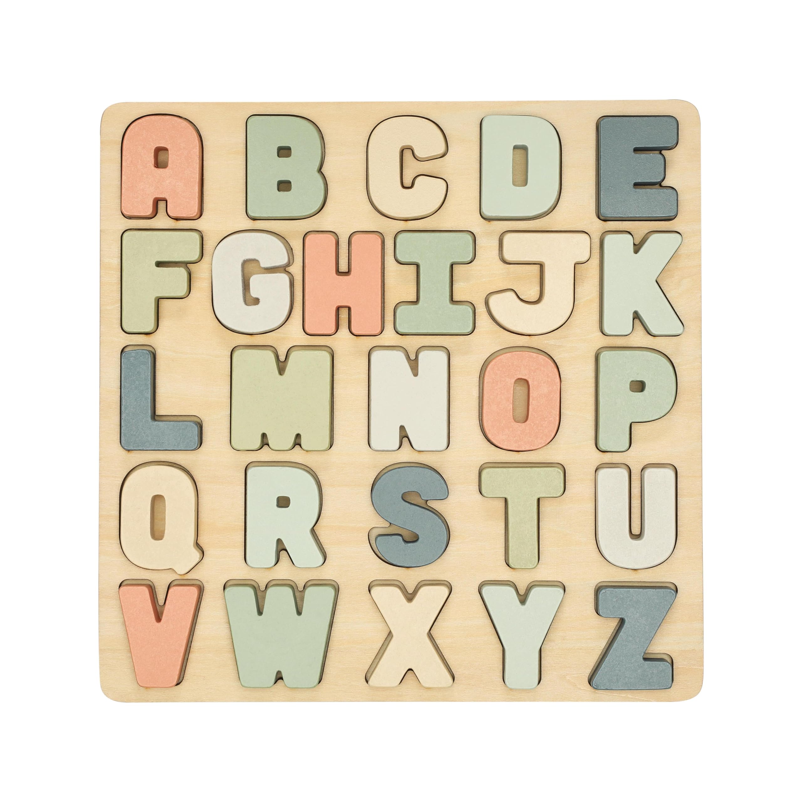 Pearhead Wooden Alphabet Puzzle, ABC Learning Toy for Toddlers, Montessori Educational Play, Spring Easter Basket Gift