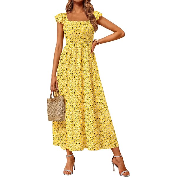 knee length dresses for ladies Provence Bloom Tiered Ruffle Maxi Dress Floral