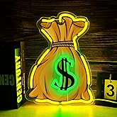 Money Bag Neon Sign for Wall Decor Dollar Money Neon Light LED Sign Dimmable Dollar Money Neon Sign for Game Room Bedroom Kids Birthday Gift Room Decor