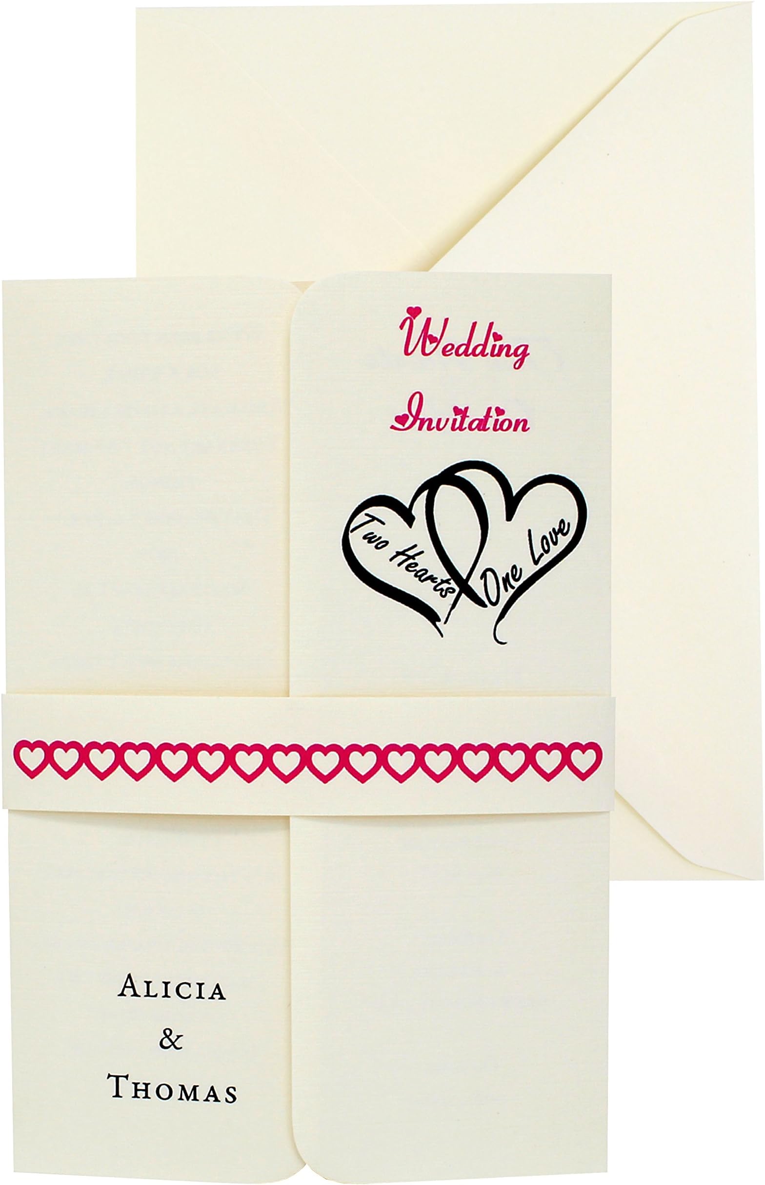Handmade Personalised Gatefold Wedding Invitations with envelopes and belly bands- FREE P+P (100)