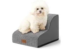 Cozy Kiss Dog Stairs Dog Steps Dog Ramp for Small dogs and Cats,Pets Stairs Pets Steps with High density lightweight Sponge Suitable for High Beds Sofa(Grey,Two Steps)