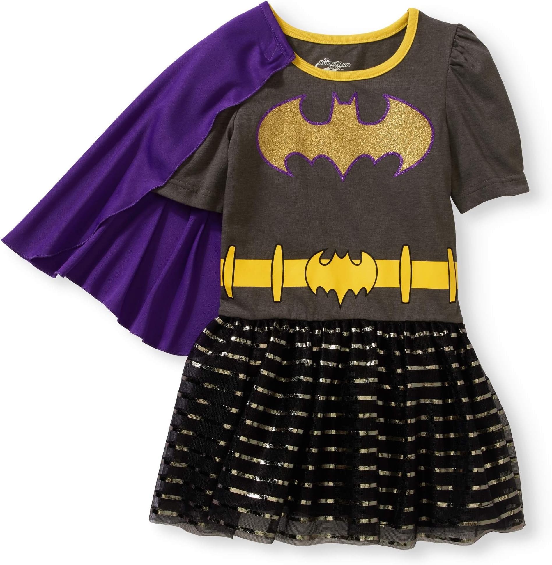 Toddler Girls DC Superhero Girls Batgirl Tutu Dress with Cape Size 5T