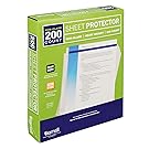 Samsill 200 Non-Glare Heavyweight Sheet Protectors, Reinforced 3 Hole Design Plastic Page Protectors, Archival Safe, Top Load for 8.5 x 11 Inch Sheets, Box of 200