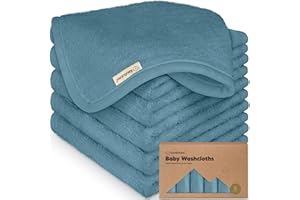 6-Pack Organic Baby Washcloths - Soft Viscose from Bamboo Washcloth, Baby Wash Cloths, Baby Wash Cloth for Newborn, Kids, Bat