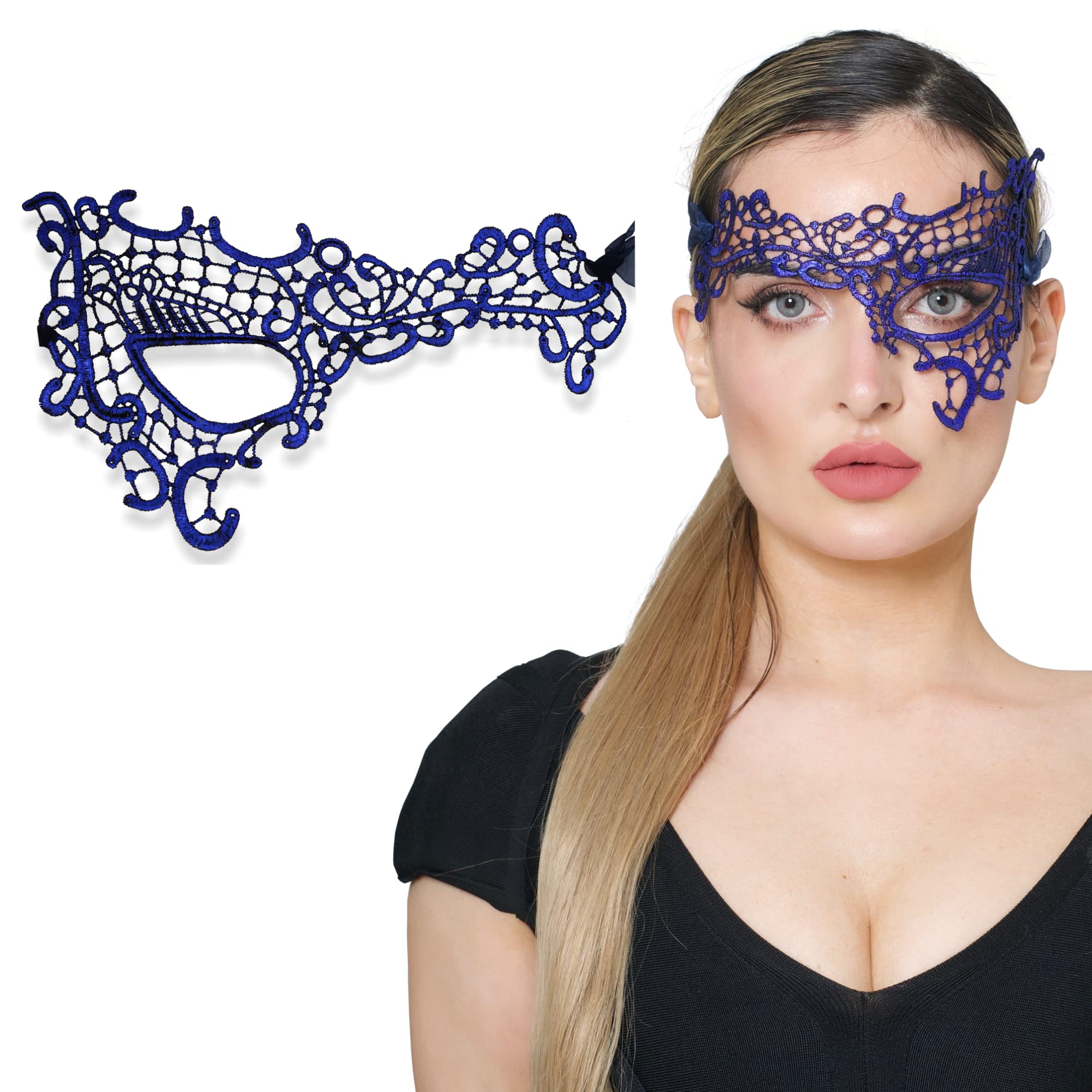 Masquerade Mask For Women Lace Masquerade Masks for Masquerade Party, Phantom Blue, One Size