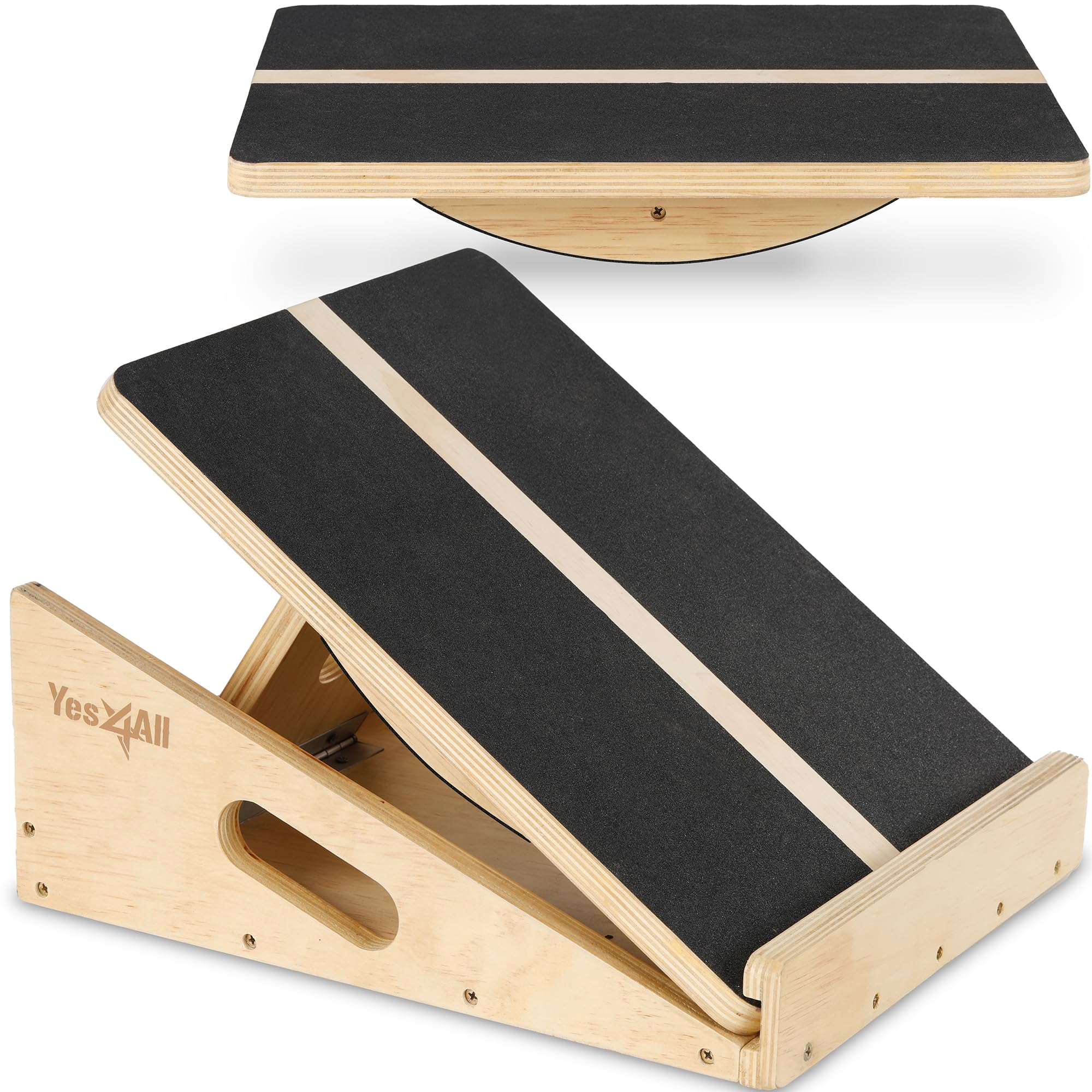 Photo 1 of Yes4All 2-in-1 Professional Wooden Balance Boards & Slant Board, 400 lb Adjustable Incline Slant Board for Squats, Balance Boards for Adults