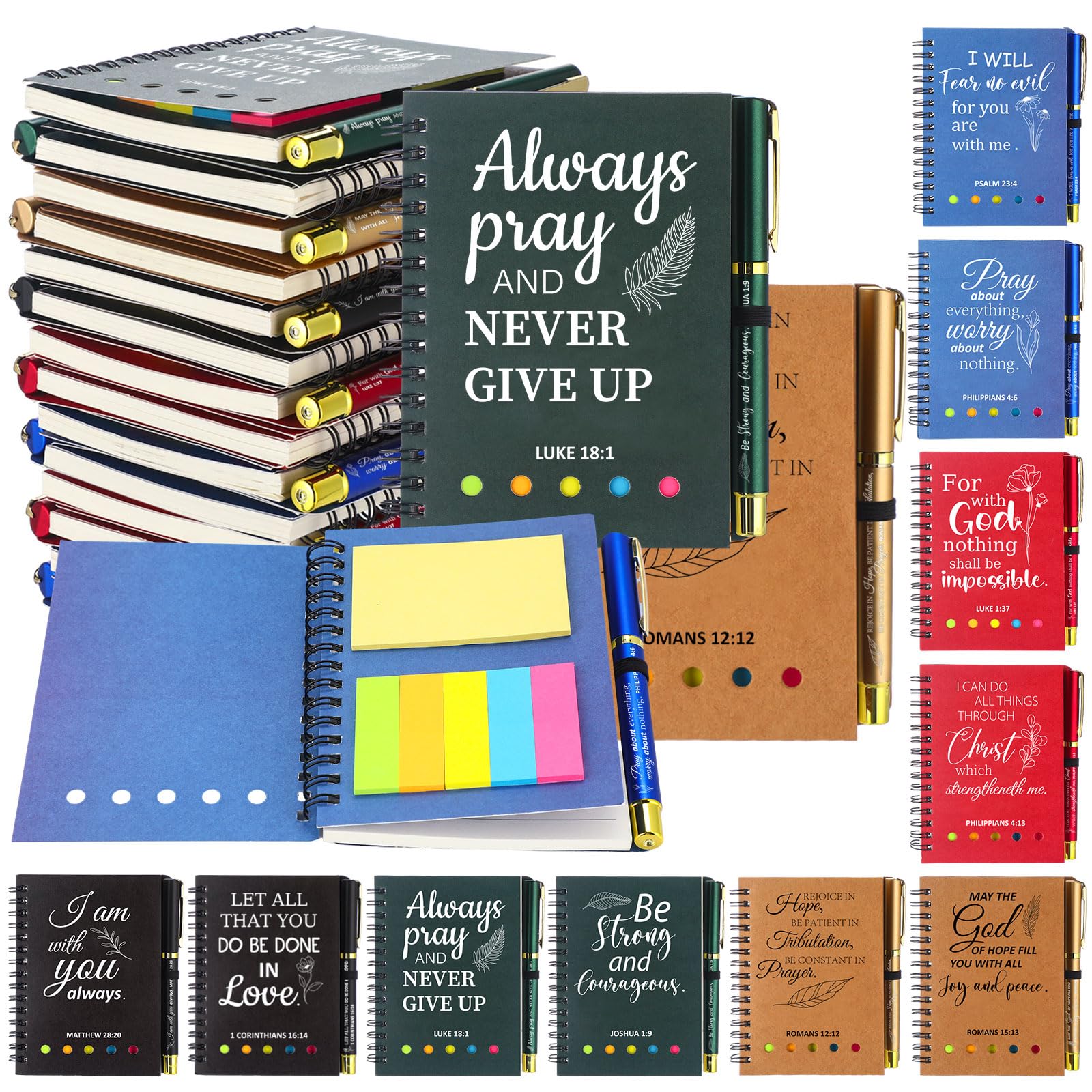 Photo 1 of Zhanmai 30 Sets Christian Gifts Bulk Spiral Notebook with Prayer Journal Religious Notepad Bible Ballpoint Pen Inspirational Thank You Gifts for Women Teacher Church Families (Scripture)