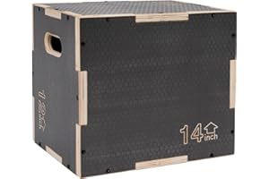 Signature Fitness 16" x 14" x 12" Wooden Plyo Box Non-Slip Jump Platform, Gray