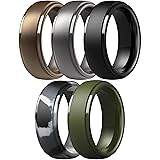ThunderFit Men's Step Edge Silicone Rings, 10mm