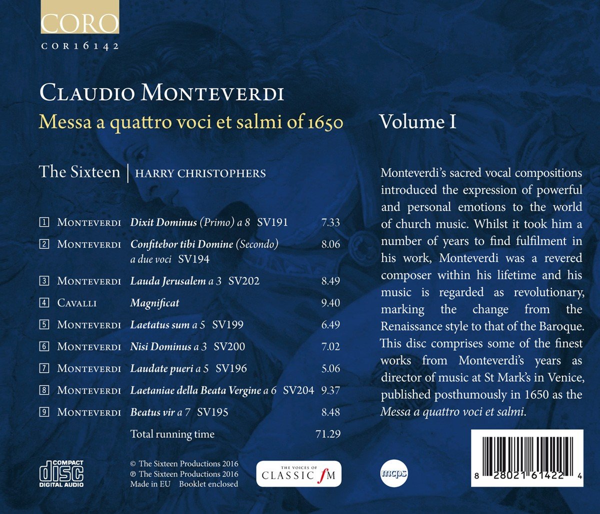 Misa a cuatro voces y salmo de 1650 : The Sixteen, Monteverdi: Amazon.es: Música