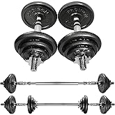 PROIRON 20kg/30kg Adjustable Dumbbells Weights set for Men Women, Cast Iron Dumbell Barbells set, Strength Training Equipment Home Gym Fitness, Hand Weights, Free Weights Bar Bell for Weight Lifting