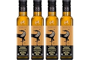 Terra Delyssa First Cold Pressed Organic Extra Virgin Garlic Infused Olive Oil, Single Sourced, 250 ML (8.5 fl. oz) Dark Glas