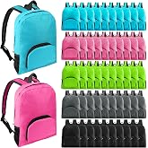 HOFASON 50 Pcs 17 Inch Backpacks in Bulk, Bulk BookBags Foldable Back Pack Basic Backpack for Adult Homeless Lightweight Outdoor Travel BookBags (5 colors)