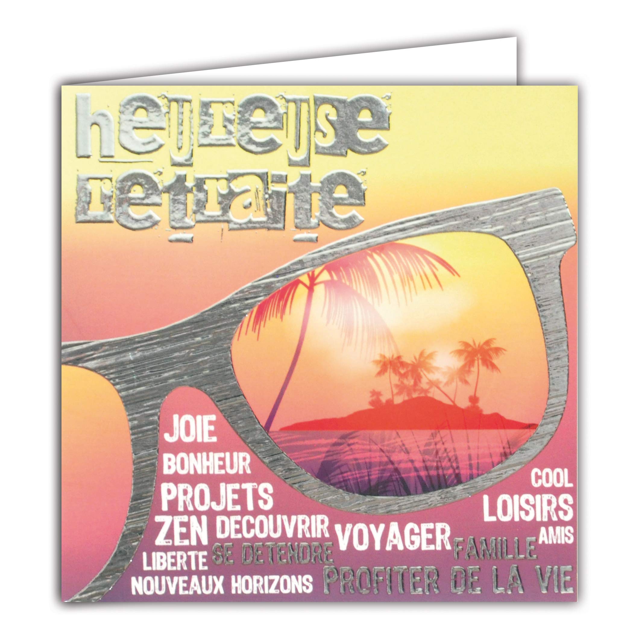 AFIE 22011 Silver Happy Retreat Glasses Palm Trees Island Sunset Words Wishes