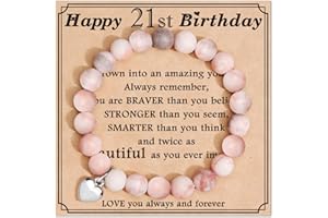 jewelrycard 13-60 Birthday Gifts for Women Girls, Natural Stone Bracelet for Women, 13 16 21 40 50 Year old Gifts for Daughter Mom Gradma