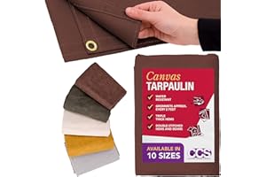 CCS CHICAGO CANVAS & SUPPLY CCS Waterproof Canvas Tarp Cover – Heavy Duty Duck Cloth, Waxed Canvas Tarpaulin with Rustproof Brass Grommets for Camping, Construction, Equipment & Outdoor Use (Brown, 7x9 Ft)