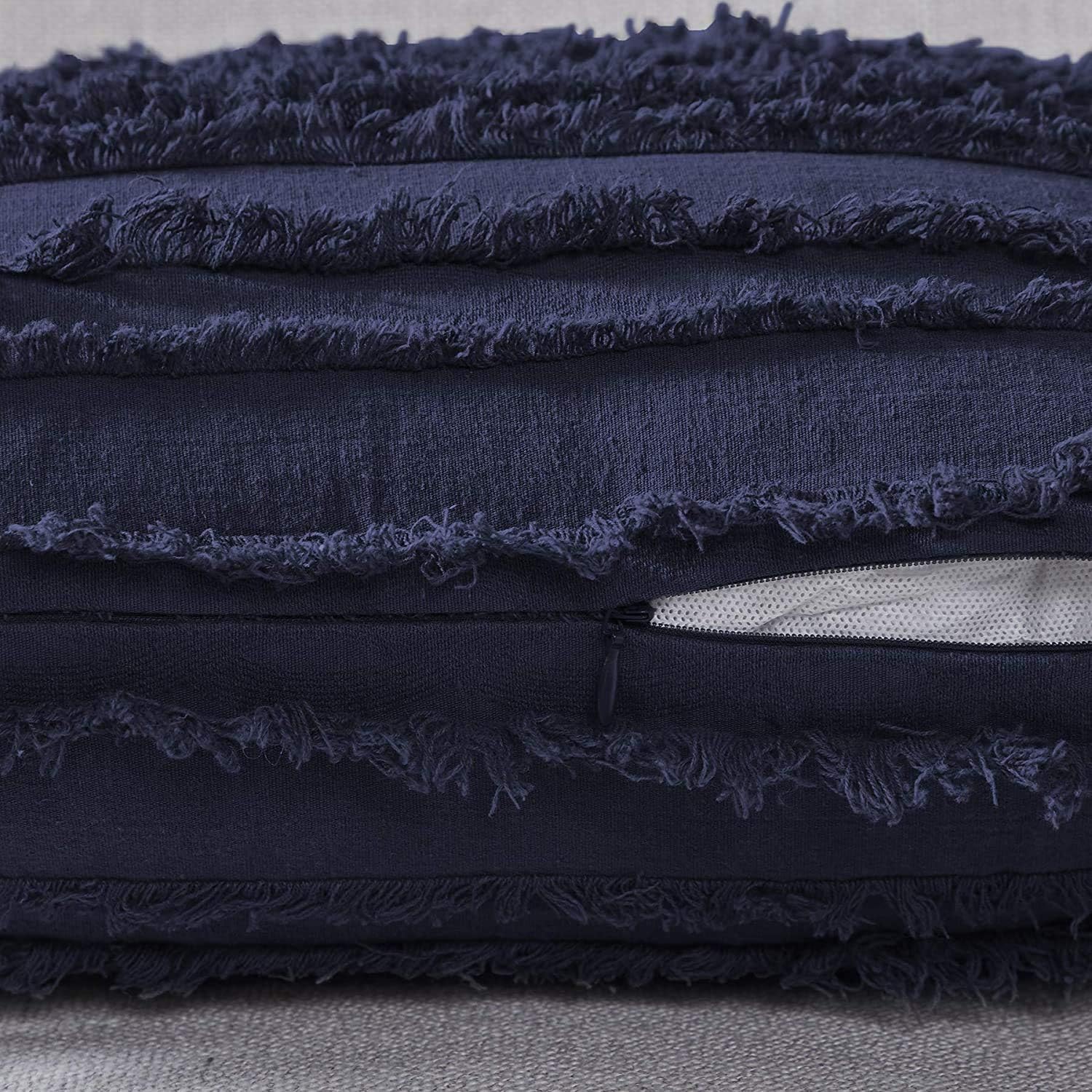 Longhui bedding Navy Blue Throw Pillow Covers for Couch Sofa Bed, Cotton Linen Decorative Pillows Cushion Covers, 18 x 18 inches, Set of 2: Home & Kitchen