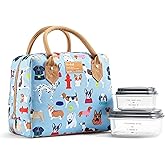 Fit & Fresh Insulated Lunch Bag for Women - Large Leakproof & Stain-Resistant Box With Containers, Zipper Closure - Bloomington, Dogs Theme