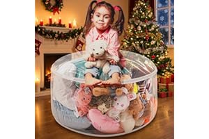 Teenyyou Stuffed Animal Storage Bean Bag Chair Sofa Cover Zipper Large Transparent PVC Stuffed Animal Organizer Bean Bag Seat Only for Organizing Rooms Plush Toys When Filled (24.8 Inch,Chair Style)