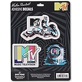 MTV Retro Logo Adhesive Vinyl Decals - Vintage Set of MTV Stickers for Car, Window, Water Bottle or Laptop, 1 Pack (3 Count)