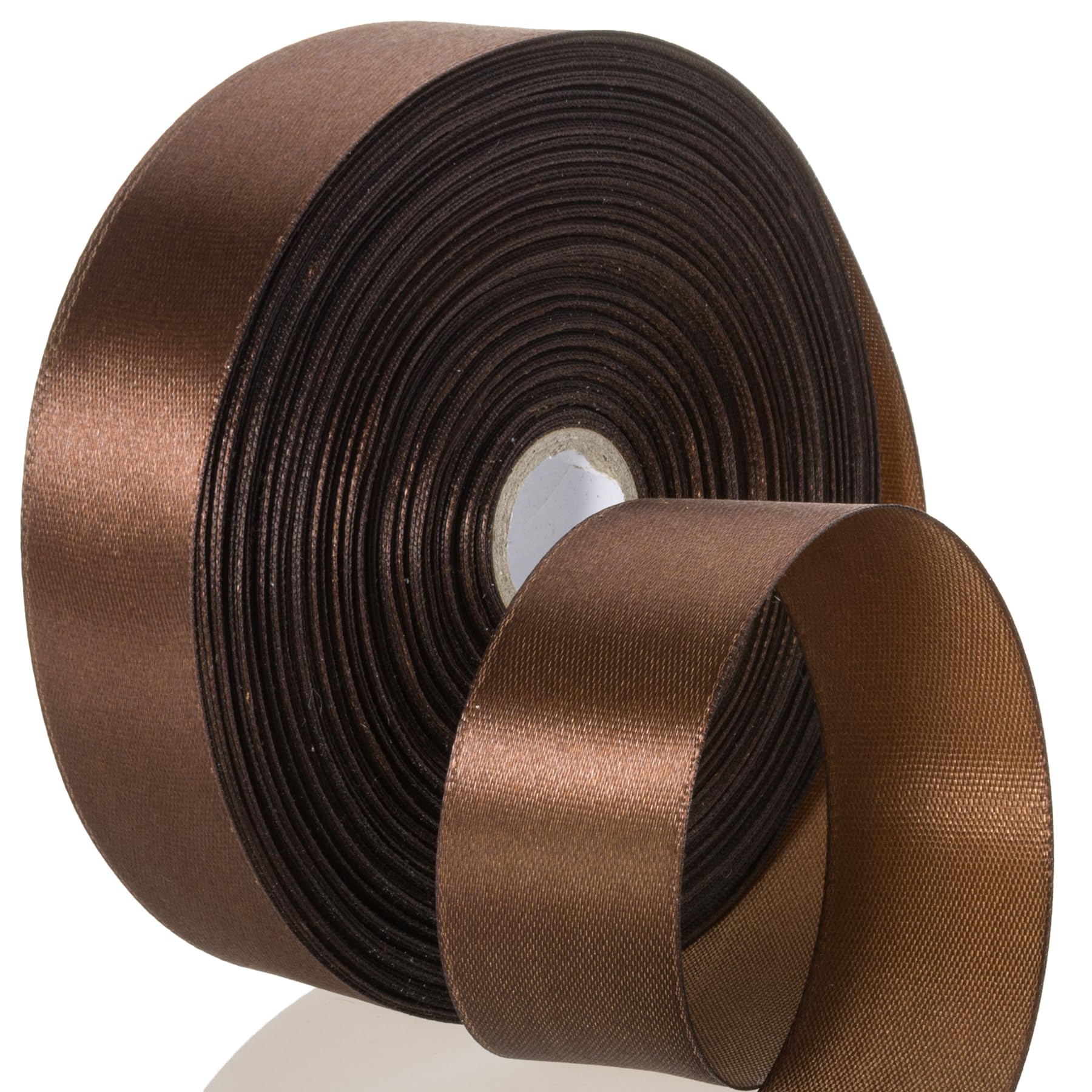 Photo 1 of GIYOMI 50 Yards 1 Inch Brown Satin Ribbon, Single Face Polyester Solid Color Craft Fabric Ribbon for Handmade Roses, Gift Wrapping, Bouquets, Wedding, Christmas, and Party Decoration