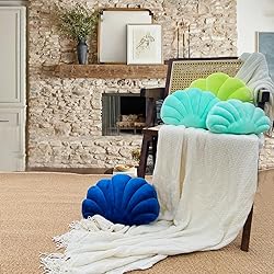 YRXRUS Seashell Pillow, Royal Blue Shell Shaped