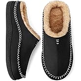 shoeslocker Men's Slippers, Comfy Memory Foam Slip-on Indoor House Shoes