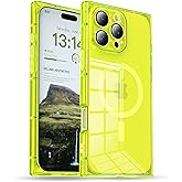 IAIYOXI Rectangle Edge Magnetic Clear Case for iPhone 17 Pro, Compatible with MagSafe, Full Camera Protection & Reinforced Corners, Thin Slim Shockproof TPU Phone Cover for Women Girls, Yellow
