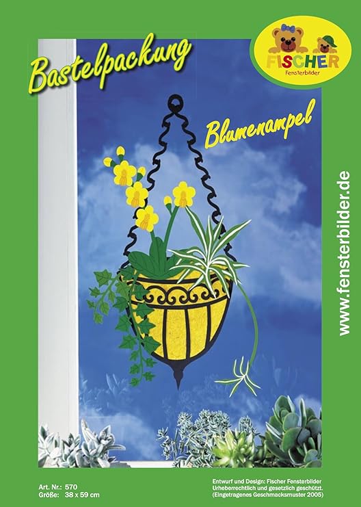 Fischer Fensterbild Blumen Ampel Bastelpackung 38x59 Cm Zum Selberbasteln Basteln Mit Papier Und Pappe Amazon De Kuche Haushalt