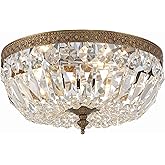 Crystorama 2 Light Clear Italian Crystal Flush Mount (Olde Brass, 12")