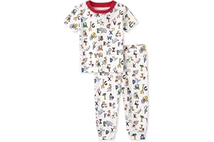 The Children's Place Baby Boys' Snug Fit 100% Cotton Short Sleeve Top and Pants 2 Piece Pajama Set