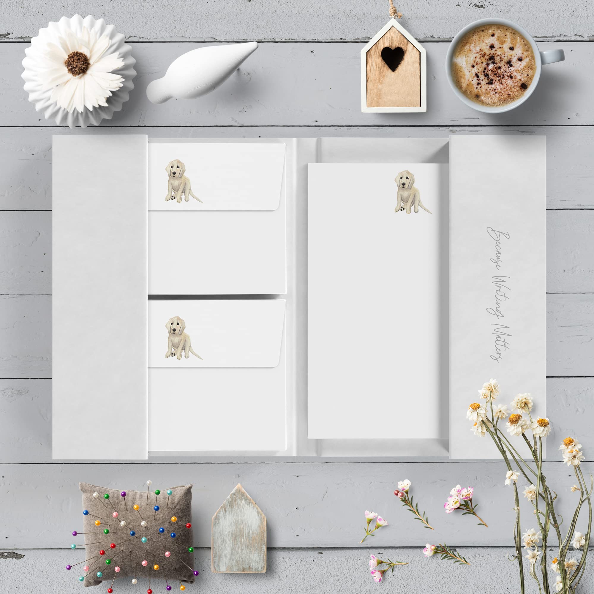 Me Loovely Golden Retriever Puppy Letter Writing Paper and Envelopes A5 Size Papers Stationary Supplies Animal Letters Set | Christmas Gifts (Pack of 20 with Folder)