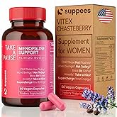 Vitex Chasteberry Supplement for Women – Non-Hormonal Menopause Support with Ashwagandha, Maca & Rhodiola – Hot Flashes, Night Sweats & Mood Support – Vegan, 60 Days Supply