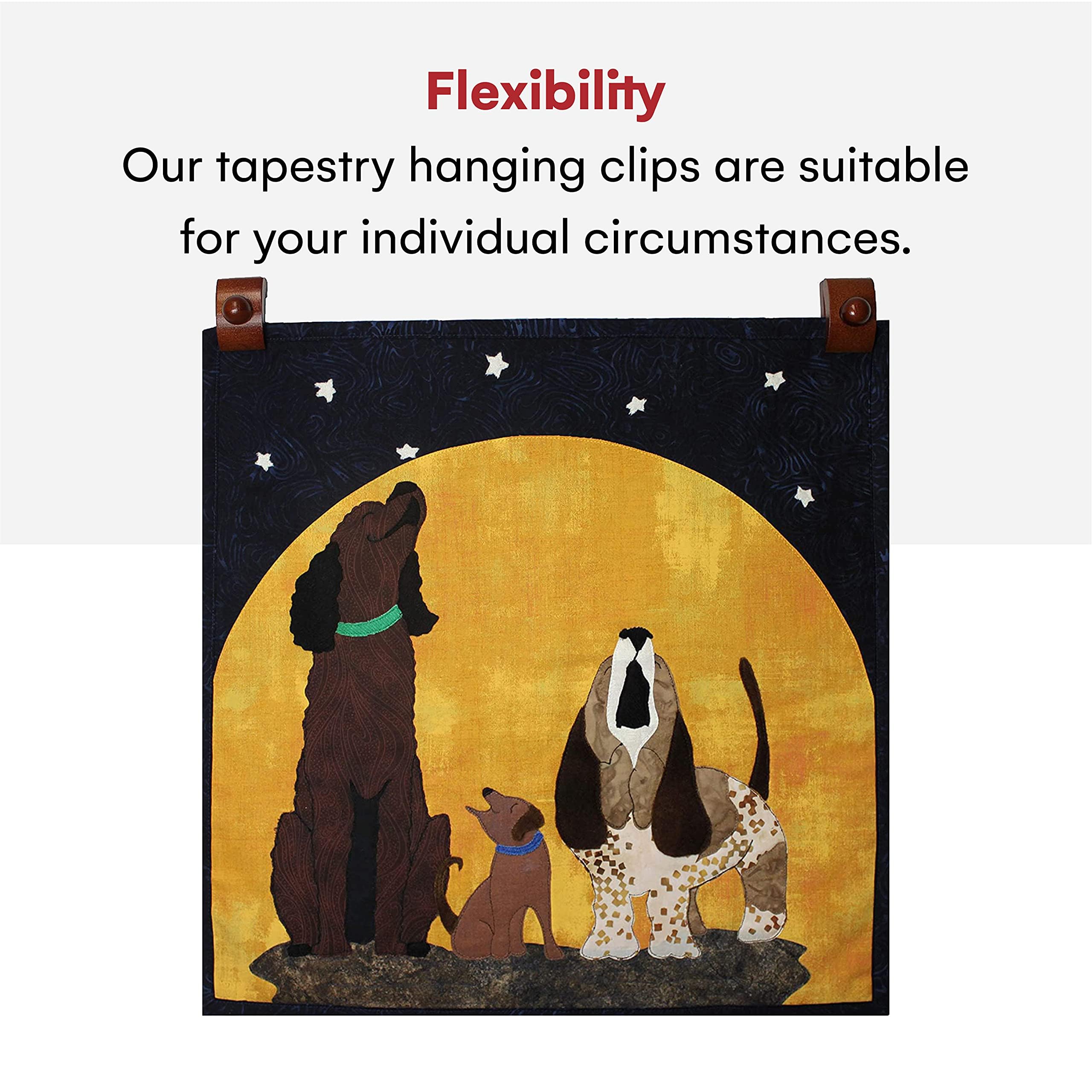 Precision Quilting Tools Classy Clamps Wooden Quilt Wall Hangers - 4 Small Hanger Clips (Black) and Screws for Wall Hangings - Tapestry Hangers for Hanging - Quilt Clips