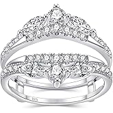 Newshe Jewellery Moissanite Wedding Ring Enhancer For Women 925 Sterling Silver Wedding Band Round Marquise Promise Engagement Size