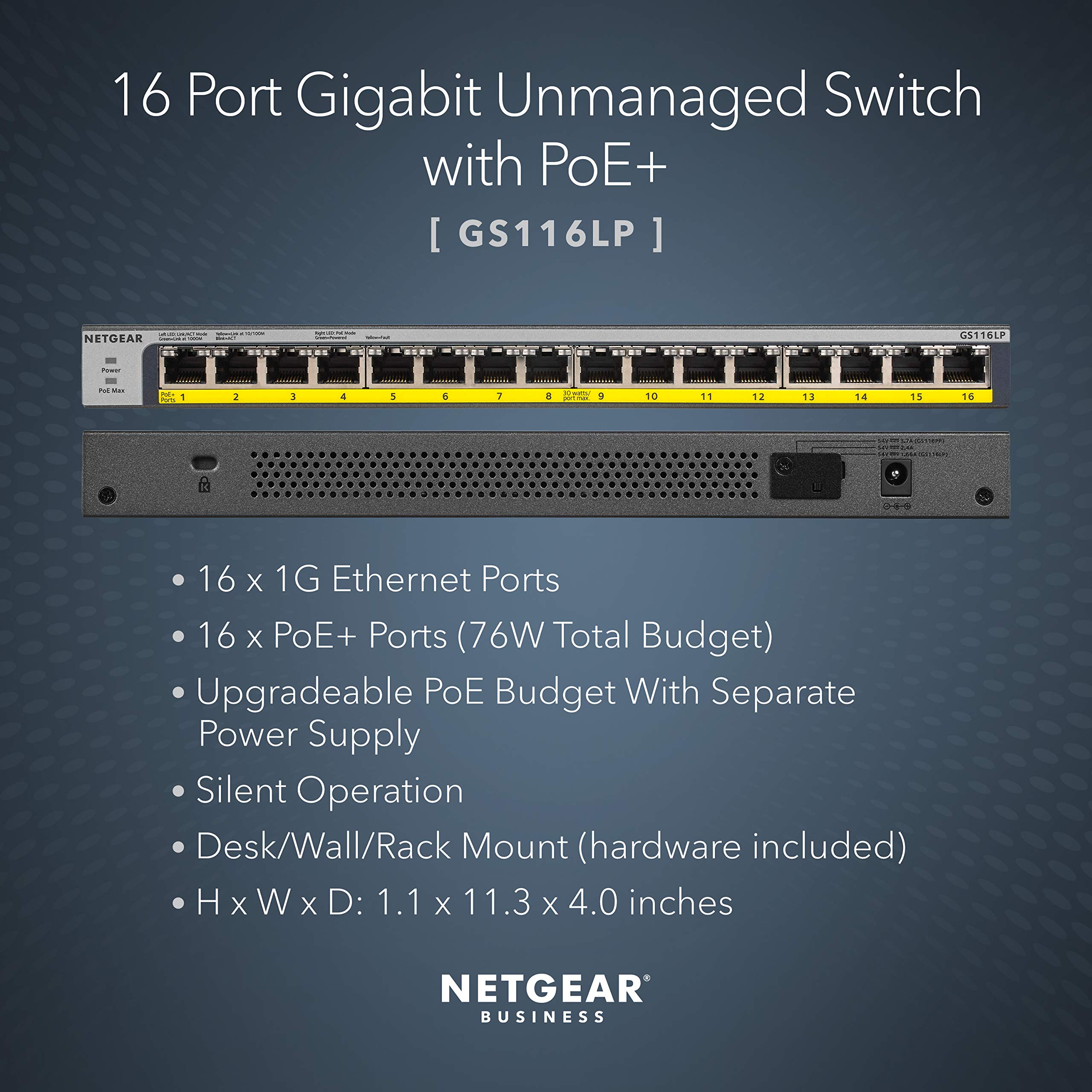 NETGEAR 16-Port Gigabit Ethernet Unmanaged PoE