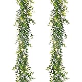 Artflower 2 Pack Artificial Eucalyptus Garland, 6Ft/pcs Faux Eucalyptus Vines Greenery Garland Fake Hanging Eucalyptus Leaves
