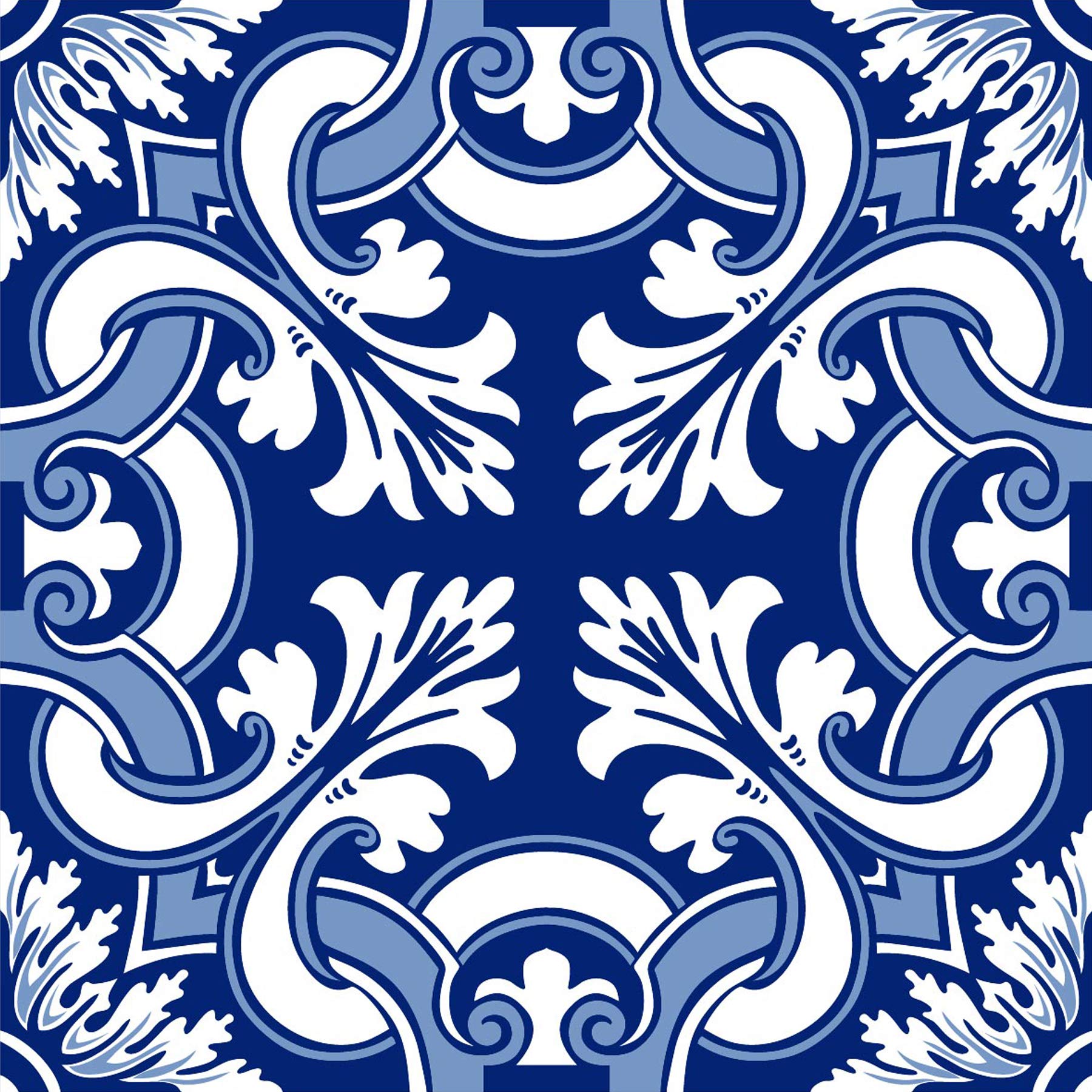 Poromoro Spanish Portuguese Azulejo Style Peel and Stick Backsplash Tile Stickers Set of 16 pcs(5.9_15)